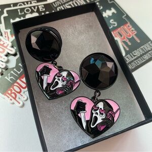 NWT Scream Ghost face Knife Dangle Gauges Plugs Earrings 90’s